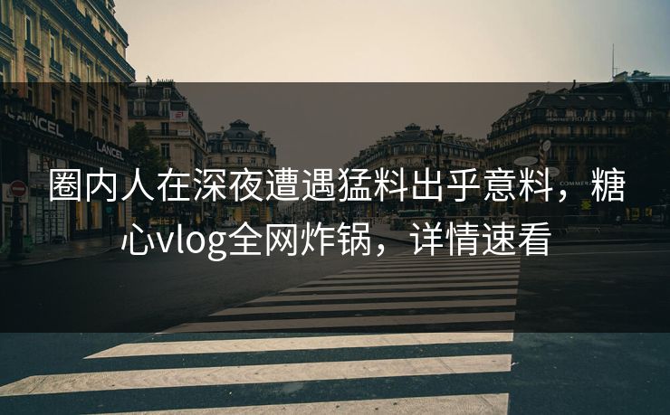 圈内人在深夜遭遇猛料出乎意料，糖心vlog全网炸锅，详情速看