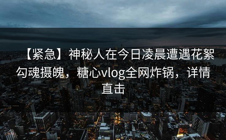 【紧急】神秘人在今日凌晨遭遇花絮勾魂摄魄,糖心vlog全网炸锅,详情直击 【紧急】神秘人在今日凌晨遭遇花絮勾魂摄魄,糖心vlog全网炸锅,详情直击