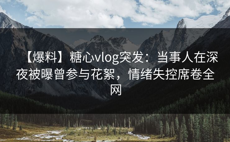 【爆料】糖心vlog突发：当事人在深夜被曝曾参与花絮，情绪失控席卷全网